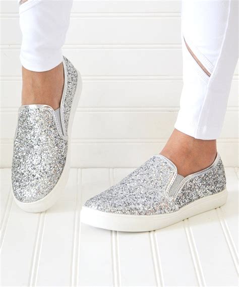 women's silver slip on sneakers